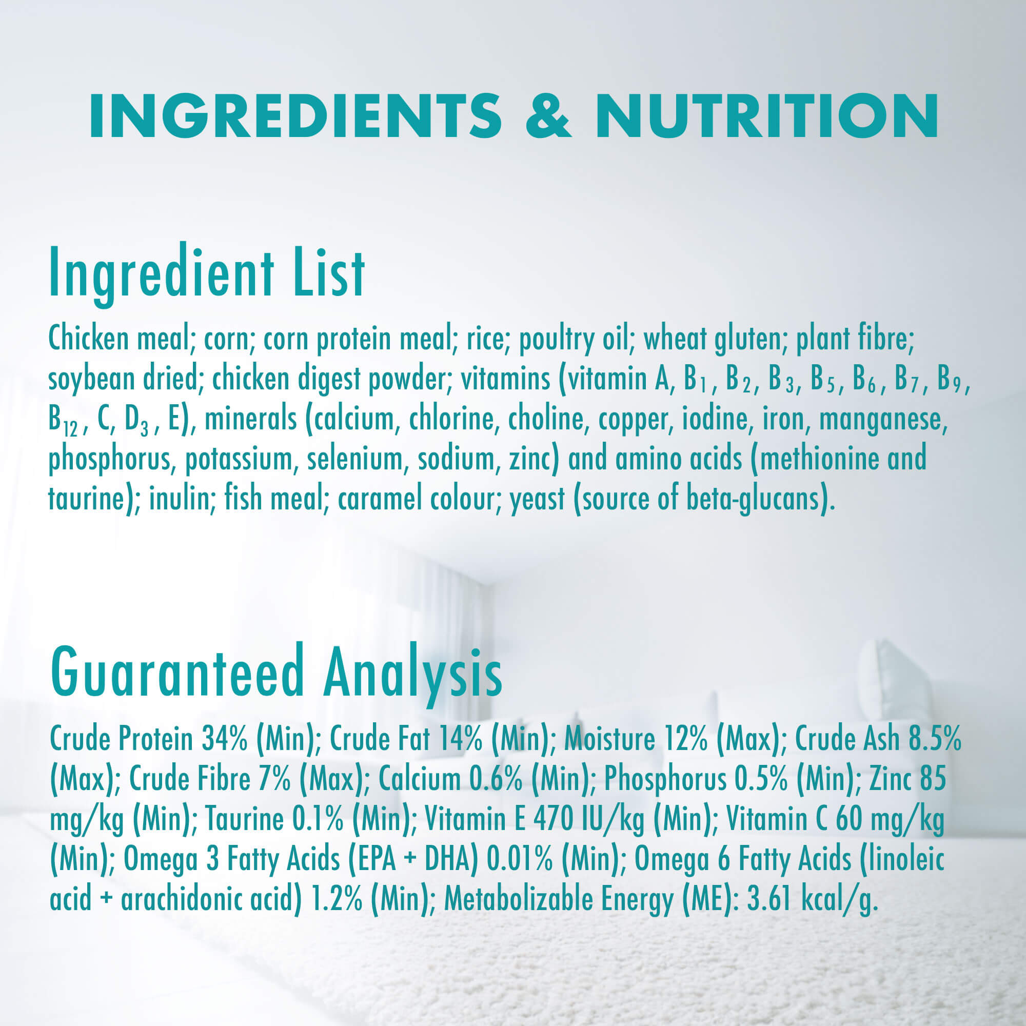 Adult Hairball Control Ingredients