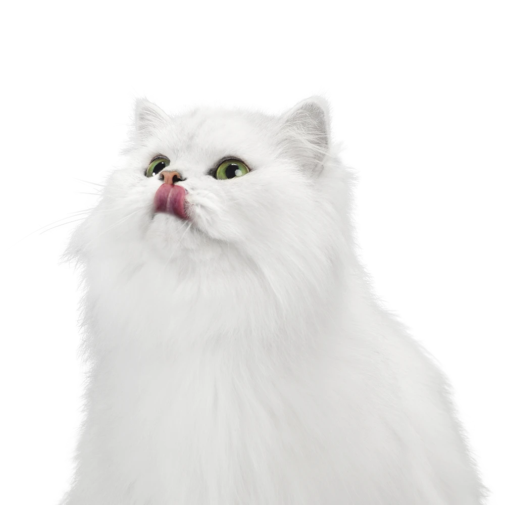 Fancy Feast white cat licking lips