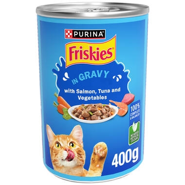 Friskies Gravy with Salmon, Tuna, Vegetables Wet Cat Food
