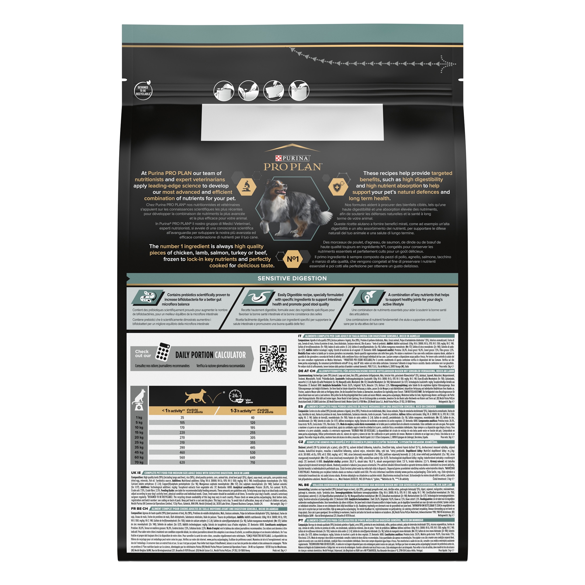 Pro Plan Sensitive Digestion Dry Dog Food - Lamb Formula (S/M Breeds)