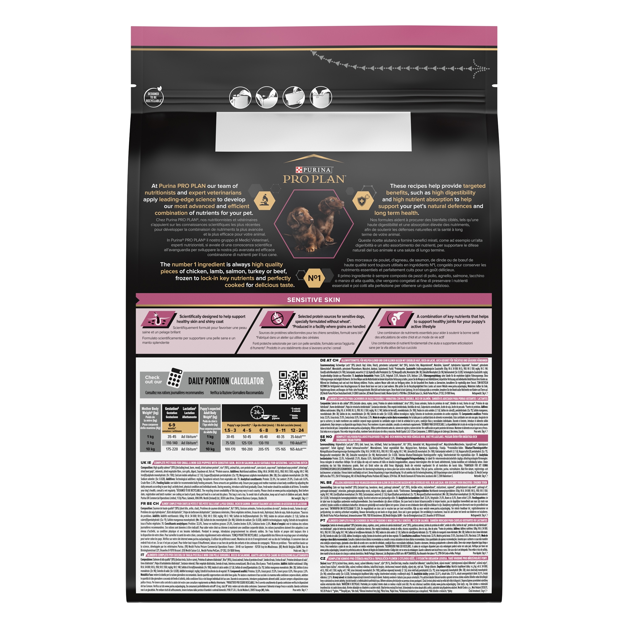 Purina Pro Plan Small and Mini Puppy Sensitive Skin, Dry Dog food with Salmon