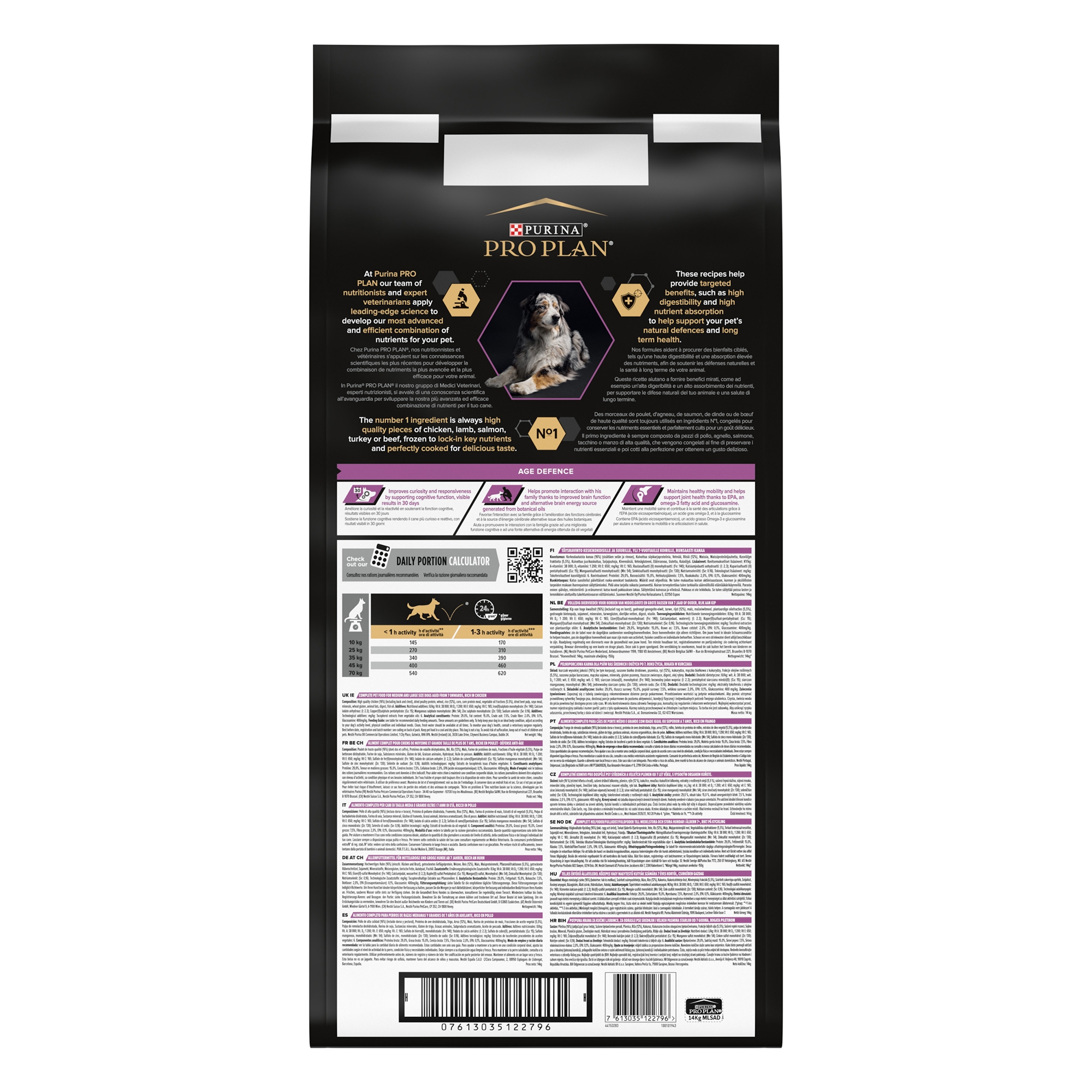 Purina Pro Plan Age Defence Medium and Large Senior 7+, Dry Dog food with Chicken