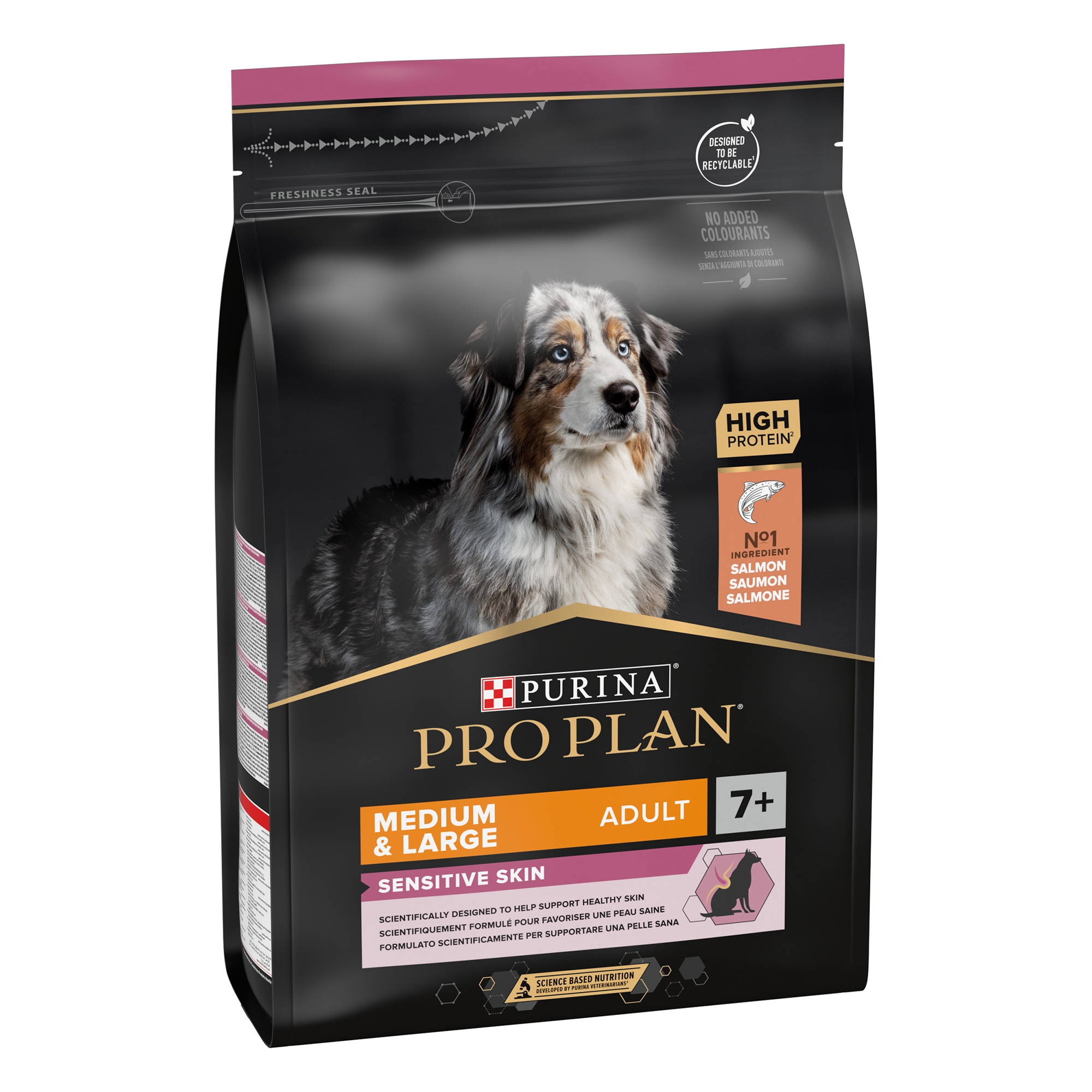 Purina Pro Plan Sensitive Skin Dog Food - Medium and Large Senior 7+, Dry Dog food with Salmon