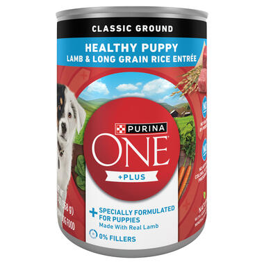 Purina ONE® +Plus Classic Ground Healthy Puppy Lamb & Long Grain Rice Entrée, 0.8 LB (368 g)