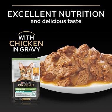 Purina Pro Plan Sterilised Adult Wet Cat Food, Chicken in Gravy