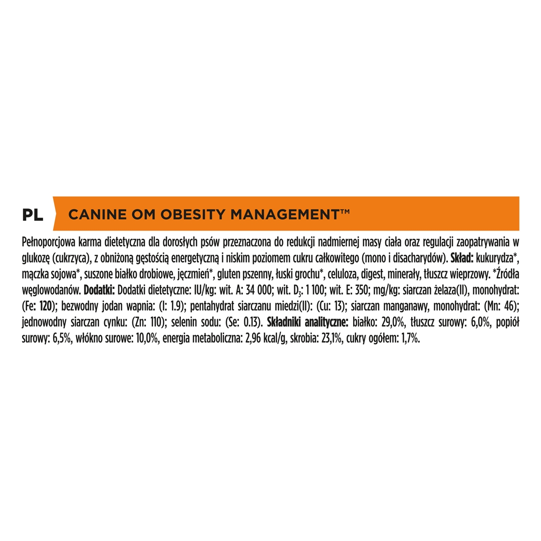 13100 PRO PLAN® VETERINARY DIETS OM Obesity Management Dry Dog Food
