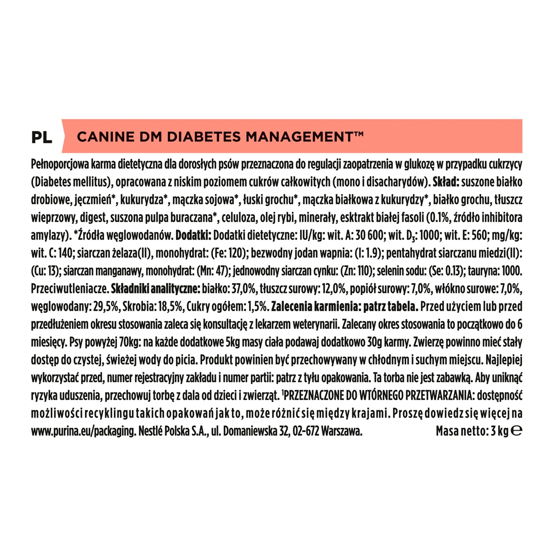 13103 PRO PLAN® VETERINARY DIETS DM Diabetes Management Dry Dog Food