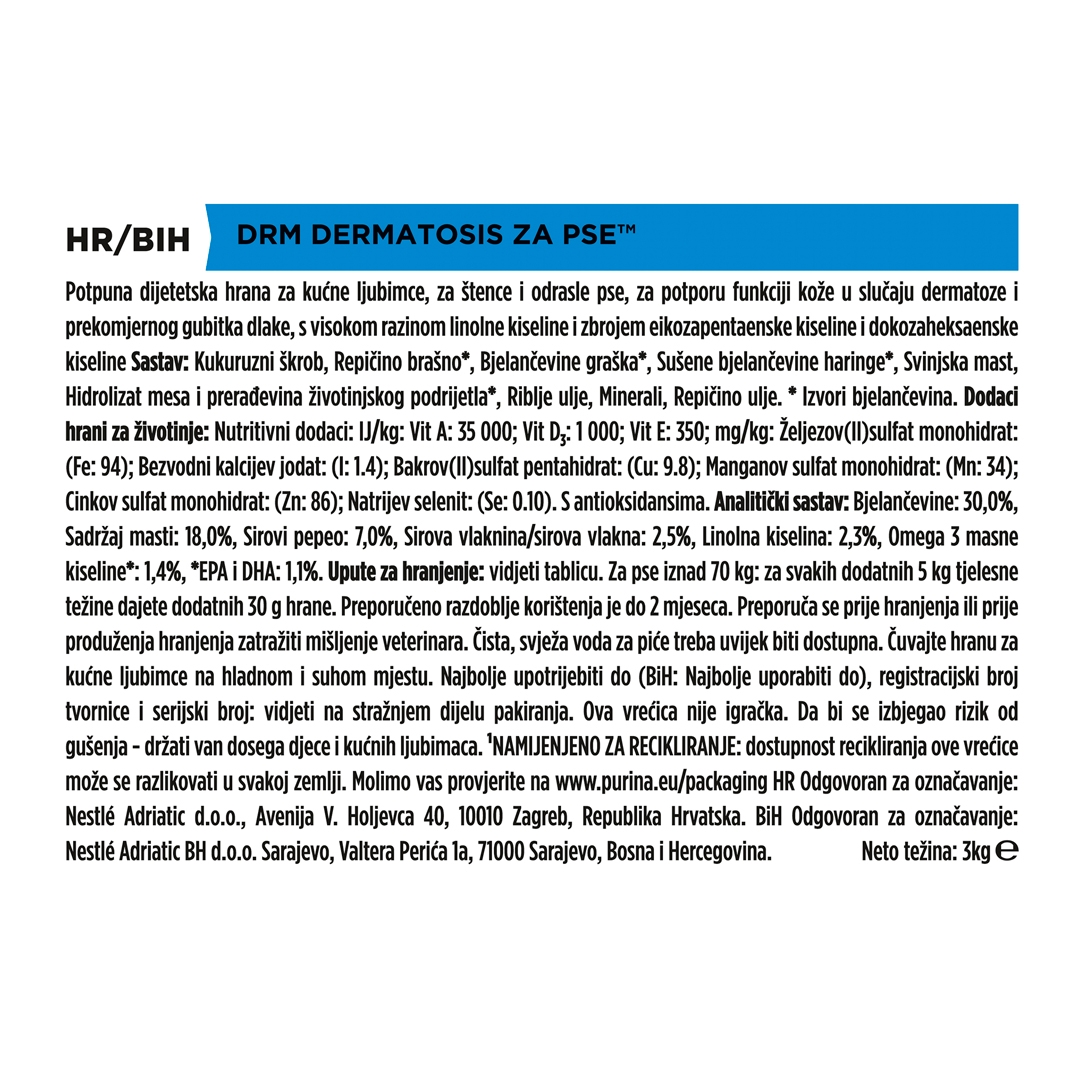 13097 PRO PLAN® VETERINARY DIETS DRM Dermatosis Dry Dog Food