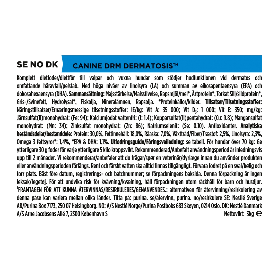 13097 PRO PLAN® VETERINARY DIETS DRM Dermatosis Dry Dog Food