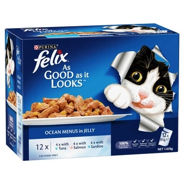 FELIX Adult As Good as it Looks Ocean Menus in Jelly Wet Cat Food 12 x 85g