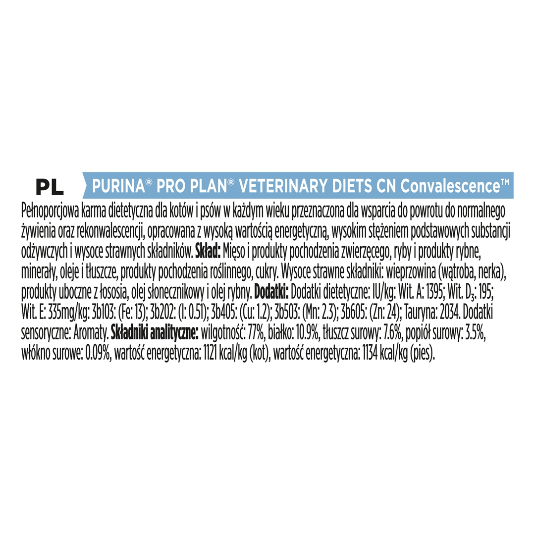 127777 PRO PLAN® VETERINARY DIETS CN Convalescence Wet Dog Food Can