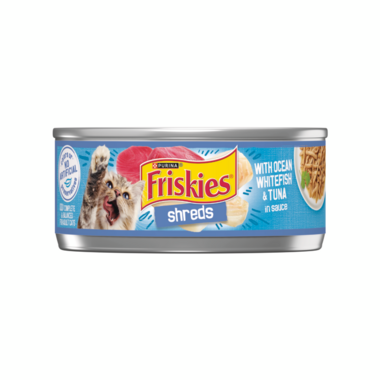Friskies Shreds With Ocean Whitefish & Tuna In Sauce Wet Cat Food 156g