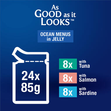 FELIX Adult As Good as it Looks Ocean Menus in Jelly Wet Cat Food 12 x 85g