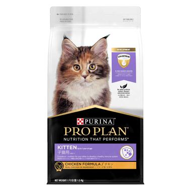 PRO PLAN® KITTEN, CHICKEN combines all essential nutrients including DHA, vitamins C and D with colostrum, in a high protein 