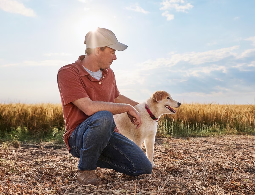 farmer with dog