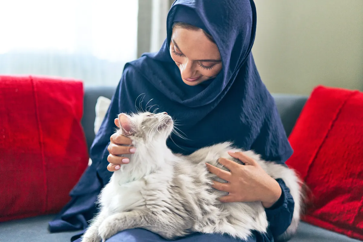 A Woman and a cat
