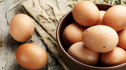 Brown eggs in a plate