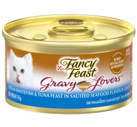 Fancy Feast Gravy Lovers Ocean Whitefish & Tuna Feast in Sauteed Seafood Flavour Gravy Gourmet Cat Food 85g