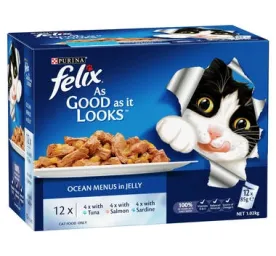 FELIX Adult As Good as it Looks Ocean Menus in Jelly Wet Cat Food 12 x 85g